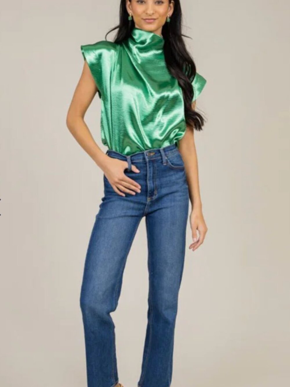Cocktail Hour Blouse, Kelly Green Blue Door Boutique